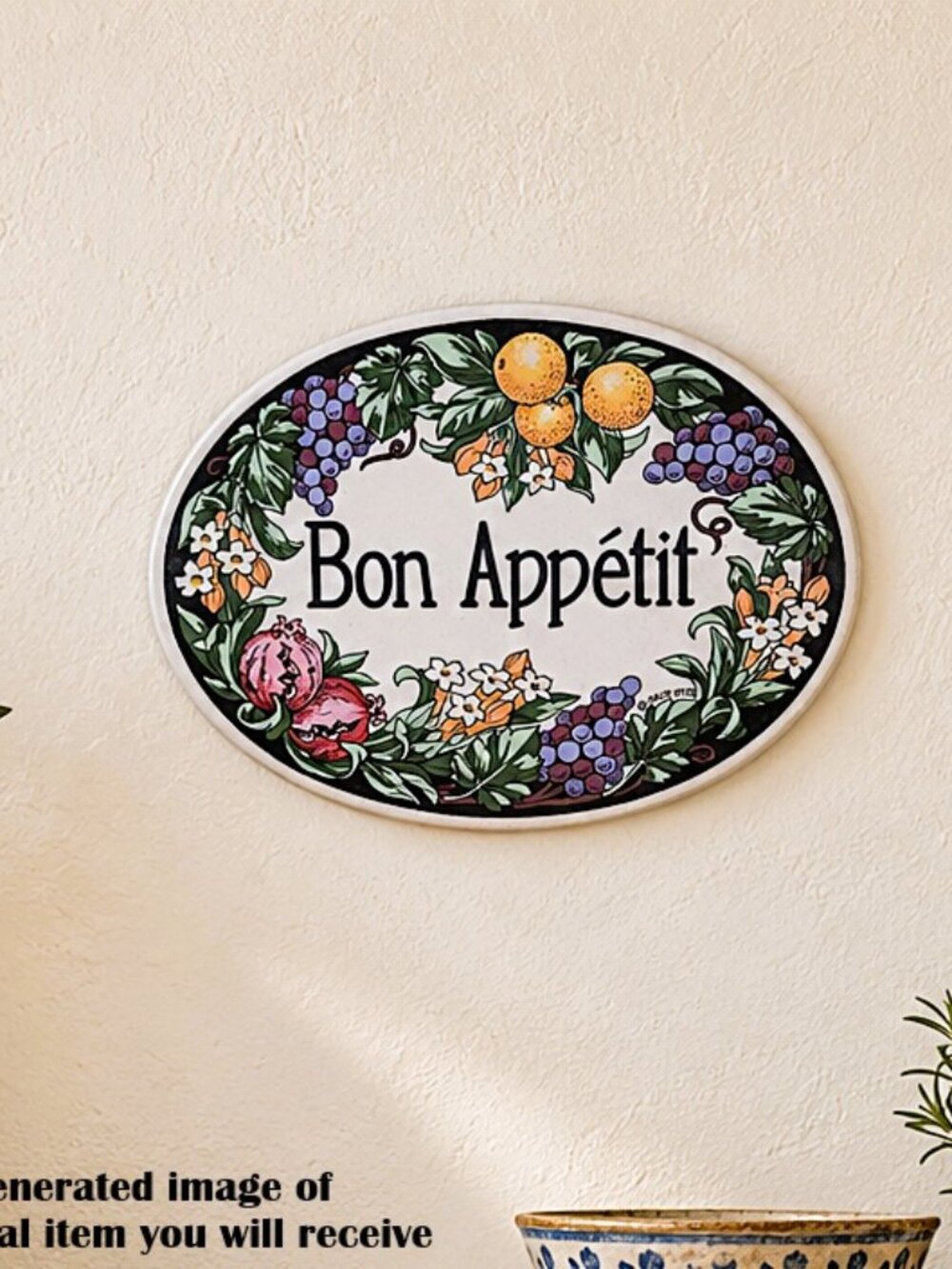 Vintage Bon Appétit Ceramic Wall Hanging 8″x6″